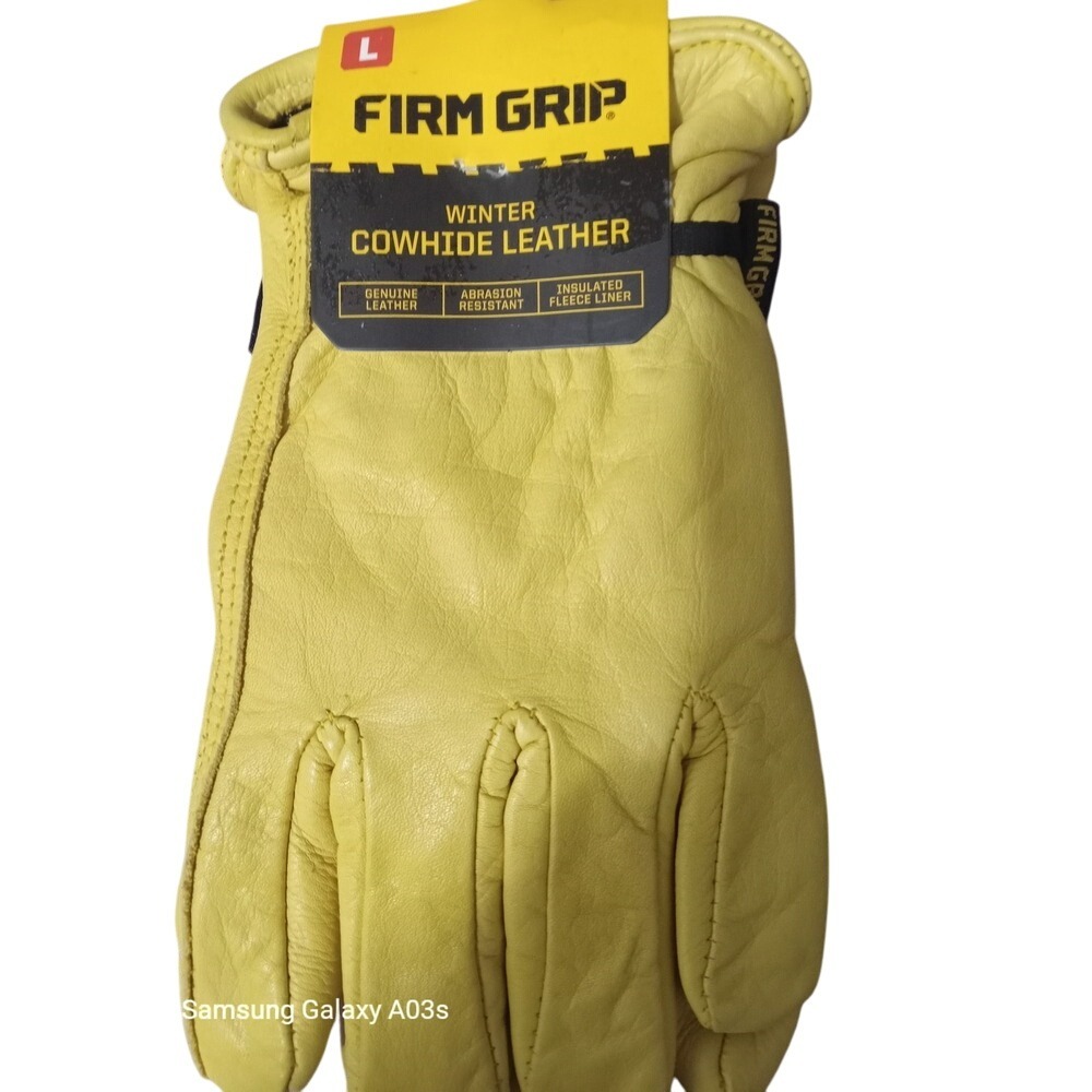Firm Grip Winter Cowhide Leather Work Gloves Large Insulated Fleeced Lined